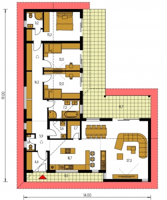 Mirror image | Floor plan of ground floor - BUNGALOW 194